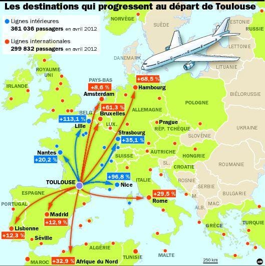 harta Toulouse destinații aeroport