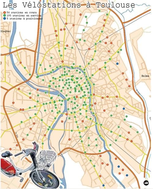 harta Toulouse bicicleta