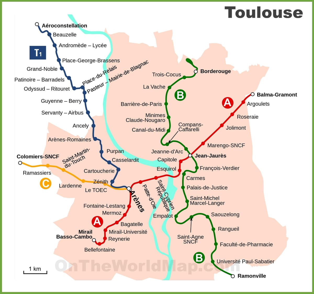 Toulouse hartă de metrou