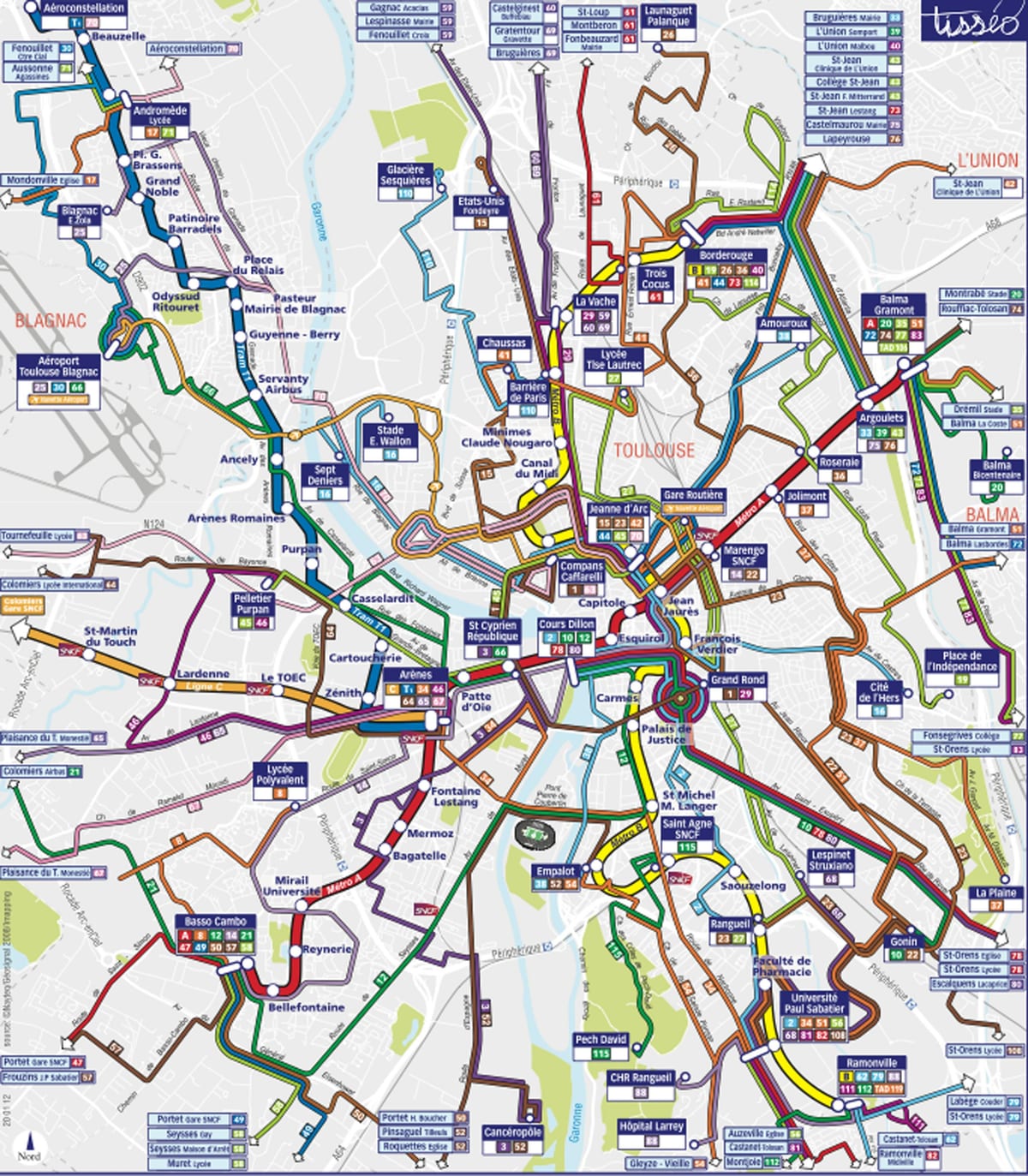 Transportul Toulouse arată hartă