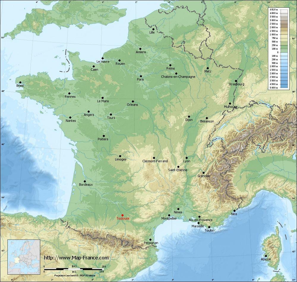 hartă geografică de Toulouse