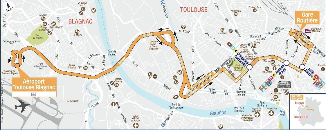 harta Toulouse transfer de la aeroport traseu