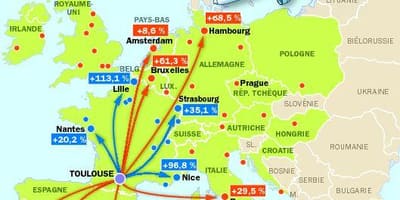 Harta Toulouse destinații aeroport